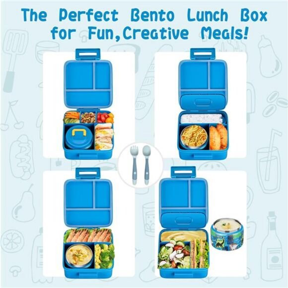 Bento Lunch Box for Kids With 8oz Soup thermo, Leak-proof Lunch Containers - Picture 3 of 8